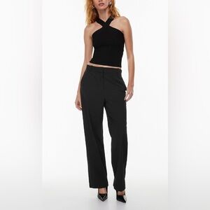 Aritzia Babaton Sculpt Criss Cross Ribbed Crop Top XS Black
